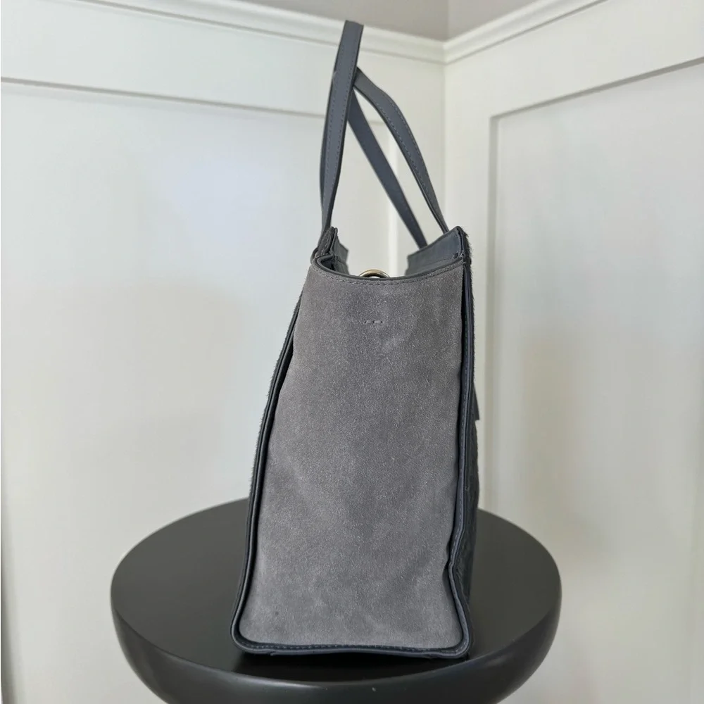 Kate Spade Laurel Way Hadlee Leather with Calf Hair Tote Satchel Gray